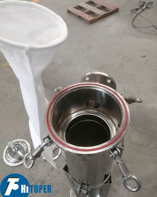 Stainless Steel Bag Filter Housing with Manual Upper Discharge for Filtration in Food and Beverage Processing Applications
