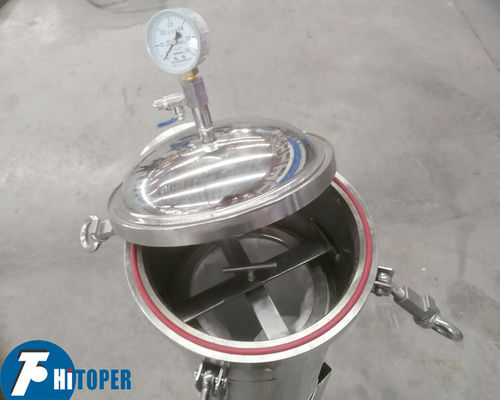 Stainless Steel Bag Filter Housing with Manual Upper Discharge for Filtration in Food and Beverage Processing Applications