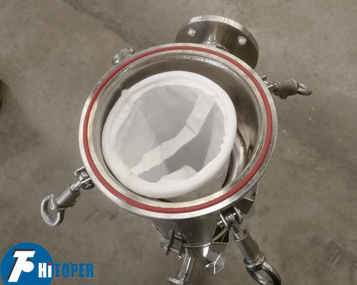 Stainless Steel Bag Filter Housing with Manual Upper Discharge for Filtration in Food and Beverage Processing Applications
